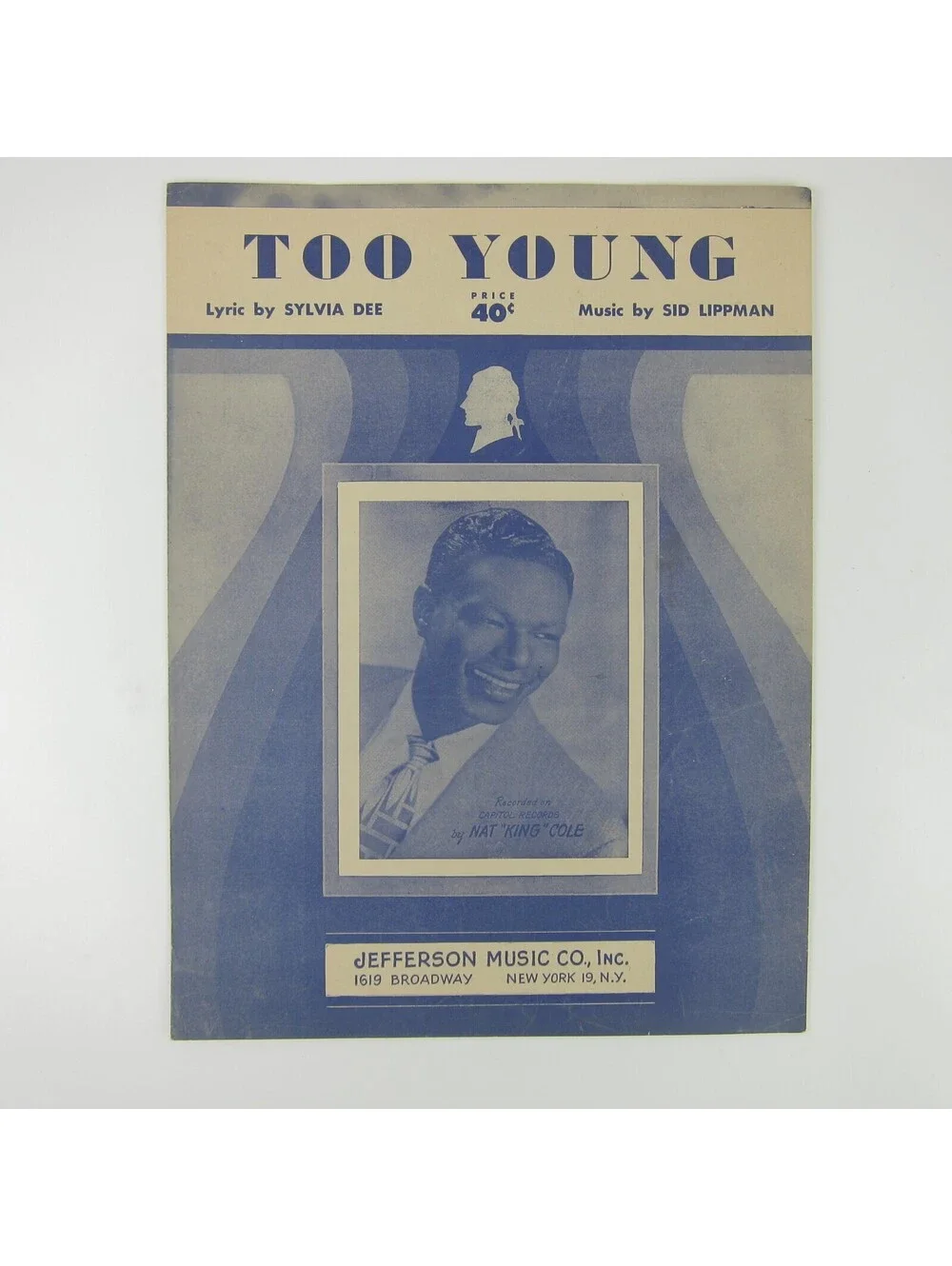 Sheet Music Too Young Nat King Cole Sylvia Dee Sid Lippman Vintage 1951